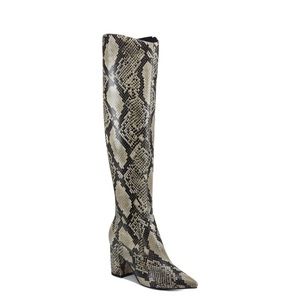 MARC FISHER Women’s Snakeskin Retie Pointed Toe Block Heel Boots